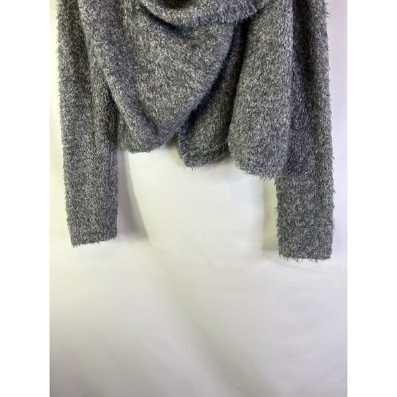Alice + Olivia Teddy Wrap Cropped Cardigan Sweater Gray - Picture 2 of 10